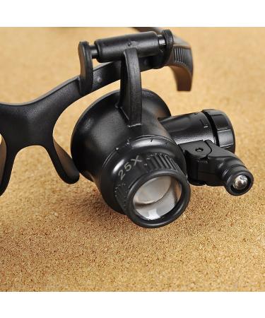 LED Double Eye Jeweler Watch Repair Magnifying Jewelers Loupe Magnifying Glasses with 4 Interchangeable Lens 10X/15X/ 20X/25X Head Magnifier Glasses for Close Work Electronics Jewelry Repair - Buy Online on GoSupps.com