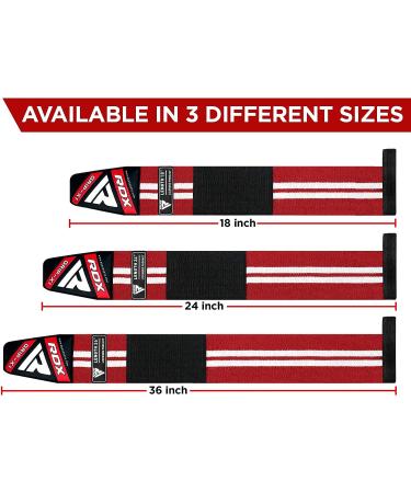 RDX 24 Weight Lifting Wrist Support Wraps - Professional Grade Elasticated Cotton Straps for Gym Workout - Ideal for Strength Training, Bodybuilding, Powerlifting - Red | Men & Women - Buy Online on GoSupps.com