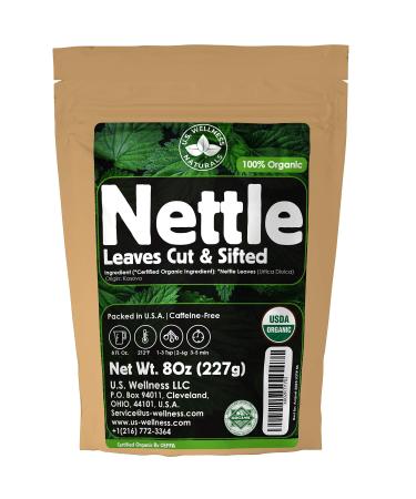 Nettle Tea - 8Oz (REAL WILD HARVEST) | 100% USDA Certified ORGANIC | Loose Leaf Nettle Tea (Urtica Dioica aka Stinging Nettle) Cut & Sifted