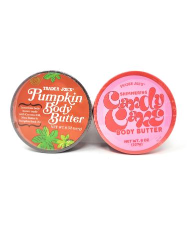 Trader Joe's Body Butter Duo Set of 1 Each of Luxurious Pumpkin Body Butter and Shimmering Candy Cane Body Butter