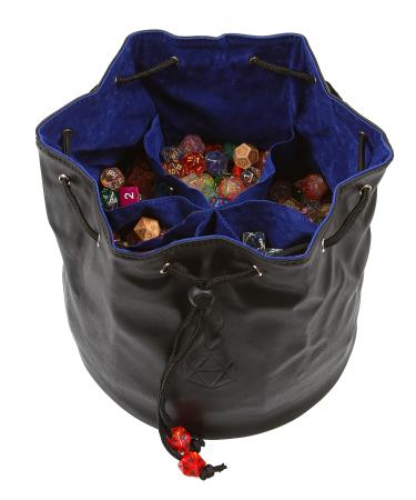 Forged Dice Co. Pouch of The Endless Hoard Dice Bag - Holds Over 1,000 Polyhedral Dice - Dice Storage Bag with Pockets - Perfect for Bulk Dice 7 Storage Sections Black/Blue