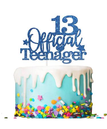 Tenhaisi Navy Blue 13 Official Teenager Cake Topper for Happy 13th Birthday Cake Topper Glitter Teens 13th Birthday Cake Decoration - 13 Years Old Birthday Anniversary Party Supplies