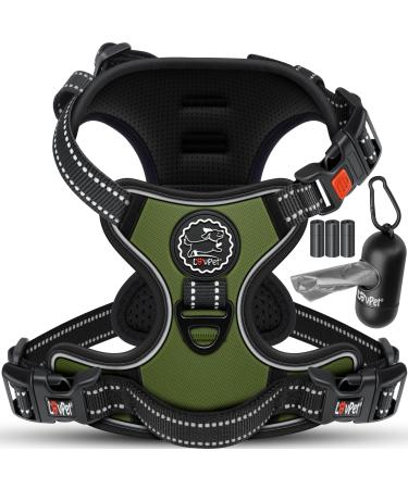 Lovpet dog harness without train & chokes for small dogs & puppies breathable & soft breast dishes reflective |No-pull crockery including bag rolls |Adjustable dishes with handle khaki s s khaki