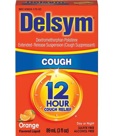 Delsym Adult 12 Hour Cough Relief Medicine - 1 Pharmacist Recommended, Orange Flavor, 3 Fl Oz - Long Lasting Cough Suppressant Liquid - Buy Online on GoSupps.com