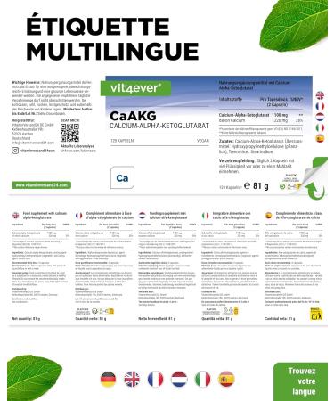 CaAKG - Calcium Alpha-C toglutarate - 120 G lules - Hautement Dos 1100 mg par Dose Journali re - Calcium Pur & Alpha-C toglutarate Sans Additifs Inutiles Vegan - Buy Online on GoSupps.com