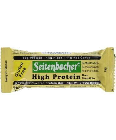 Seitenbacher Chocolate Covered Protein Bar Vanilla 2.1 Ounce (Pack of 12)