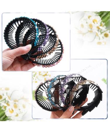 Large Rhinestone Bun Cover Set - Elegant Hair Accessories for Women/Girls | 8 Pcs Bun Clip Tassel Claw with Glitter Twist Holder - Novel Style - Buy Online on GoSupps.com