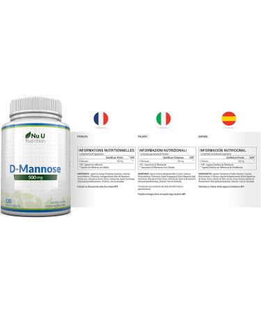 D-Mannose 500mg Tablets - 120 Vegan Tablets - 4 Month Supply - High Strength - Made in UK - Buy Online on GoSupps.com