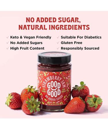 GOOD GOOD Sweet Strawberry Jam - Keto Friendly - Low Calorie and No Added Sugars - Vegan - Gluten Free - Preserves - 330g x 2 - Buy Online on GoSupps.com