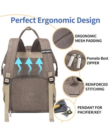 Pomelo Stylish Baby Diaper Backpack | Multifunctional Water-Repellent Large Capacity | New Light Brown Version - Buy Online on GoSupps.com