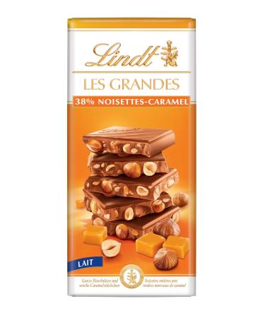 Lindt Milk Chocolate 38% Hazelnuts Caramel - Les Grandes - 150 g bar