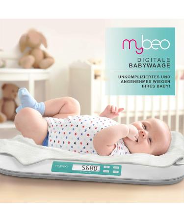 MyBEO Baby Scale - Digital Children's Scale 50g-20kg 5g Accuracy 54x26cm Weighing Area 3 Display Touch Buttons - Perfect for Newborns & Infants - Buy Online on GoSupps.com
