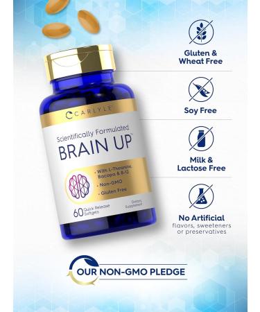 Carlyle Brain Up Supplement | 60 Softgels | with L-Theanine Bacopa & B-12 | Non-GMO Gluten Free - Buy Online on GoSupps.com