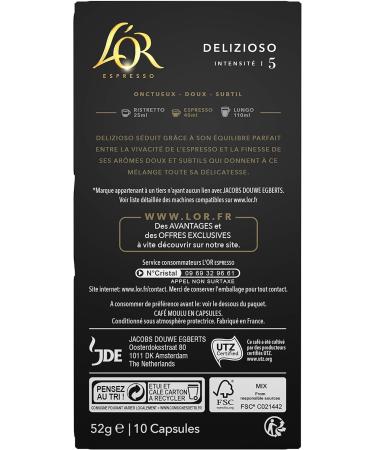 L'Or Espresso Caf Delizioso - Intensity 5 - 50 Aluminum Capsules Compatible with Nespresso * Machines (10 capsules) - Buy Online on GoSupps.com