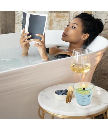 Ocean Scented Soy Candle with Citrine Crystals - Extra Large 12 oz Long-Lasting Wooden Wick for Calming Relaxation | Puddles - Buy Online on GoSupps.com