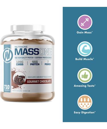 NutraOne Massone Mass Gainer Protein Powder - Gain Weight Meal Replacement (Gourmet Chocolate, 7 lbs) - Buy Online on GoSupps.com