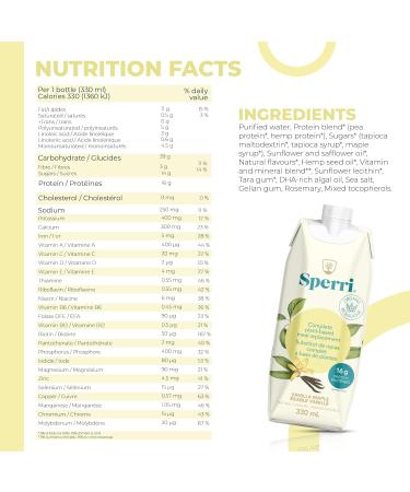 Sperri Plant-Based Meal Replacement & Protein Shake - Vanilla 330 mL | Dairy-Free Gluten-Free 12 Pack - Ready to Drink - Allergen-Free - Buy Online on GoSupps.com