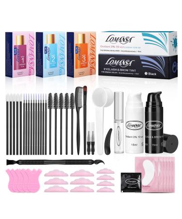 Lomansa Lash Lift Kit with Black Color  4 in 1 Eyebrow and Eyelash Coloring Kit For Perming  Curling and Lifting