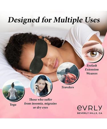 EVRLY Beverly Hills Eye Mask for Eyelash Extensions - 3D Contoured Design, Soft Fabric, Deep Eye Cavities - Adjustable Headband Strap for Pressure-Free Sleep & Travel (Black) - Buy Online on GoSupps.com