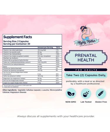 Mighty Mother Conception Fertility Prenatal Vitamins - 60 Capsules | With Iron, Folic Acid, Zinc, Biotin, Vitamin C, D, & B Complex | Pre & Post-Natal Multivitamins for Healthy Pregnancy - Buy Online on GoSupps.com