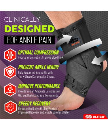 BLITZU Lace Up Ankle Brace for Sprained Ankles - Stabilizer Support Sleeve for Men & Women | Ideal for Volleyball Basketball & Injury Recovery - Size S - Buy Online on GoSupps.com