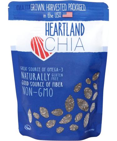 Heartland Chia, USA Grown Whole Raw Black Chia Seeds, 12 oz | Sustainable, Non-GMO, Farm-direct