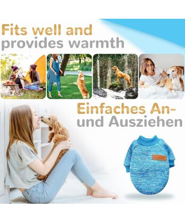 Warm Dog Sweater for Small & Medium Dogs - Classic Puppy Clothing Set (Blue) - Ideal Pet Sweater for Winter - Buy Online on GoSupps.com