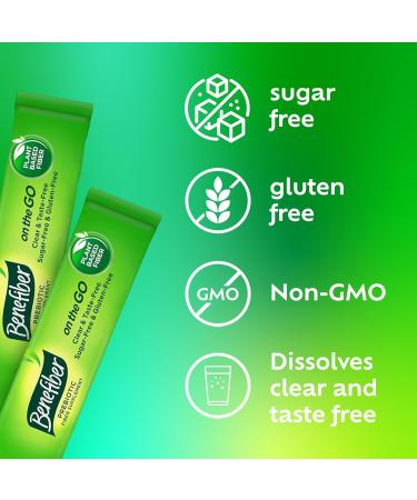 Benefiber On The Go Prebiotic Fiber Supplement Powder for Digestive Health Daily Fiber Unflavored - 72 Sticks - Buy Online on GoSupps.com