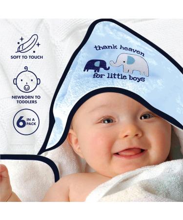 Mother's Choice Hooded Baby Towel with 5 Face Cloths | Cotton Rich Absorbent Bath Towel for Newborn | 75x75cm Elephant Design - Buy Online on GoSupps.com