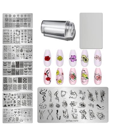 LoveOurHome 8pc Nail Stamping Kit | Geometric Flower Heart Designs | French Manicure Stamps for Women and Girls - Buy Online on GoSupps.com