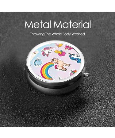 Rainbow Round Pill Box - 3 Compartment Mini Decorative Travel Holder | Portable Medicine Organizer for Vitamins & Tablets - Buy Online on GoSupps.com
