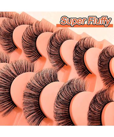 7 Pairs of 3D False Eyelashes Cat Eye Fluffy Volume Curly Cat-Eye Artificial Eyelashes Natural Look Reusable Handmade Faux Mink Makeup Eyelashes (7C-HR-E15) - Buy Online on GoSupps.com