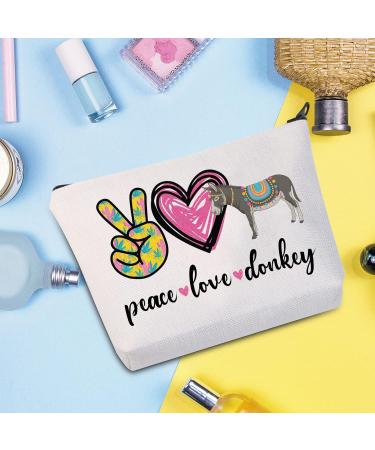 WZMPA Donkey Lovers Cosmetic Bag | Zipper Pouch Gift for Animal Lovers | Peace Donkey Design - Buy Online on GoSupps.com