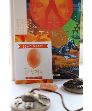 Orange Jade Crystal Worry Thumb Stone - Meditation Stress Relief Gift for Healing Energy, Reiki Chakra Balance - Spiritual Birthday Stocking Filler - Buy Online on GoSupps.com