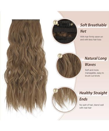 Feshfen 4PC Clip-In Hair Extensions - Synthetic Wavy Hair Golden Brown Mixed 50cm - Perfect for Women! - Buy Online on GoSupps.com