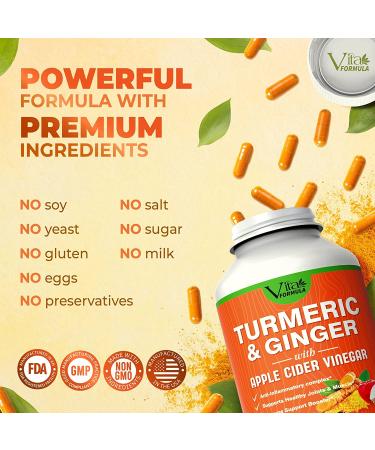 Premium Turmeric Curcumin with Ginger & Apple Cider Vinegar Supplement - 1960mg, 300 Capsules - Joint Pain & Inflammation Relief with Black Pepper for Enhanced Absorption - Buy Online on GoSupps.com