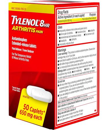 Tylenol 8 Hour Arthritis Pain Relief Tablets 650mg - 50 Count - Buy Online on GoSupps.com