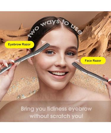 Asenum Eyebrow Razor & 20 Razor Blades - Metal Face Hair Remover for Women (Matt Silver) - Ideal for Eyebrows & Peach Fuzz - Buy Online on GoSupps.com