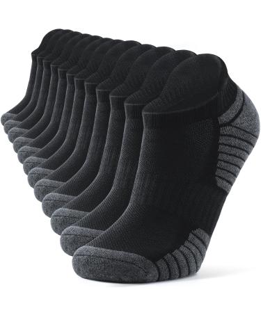Tanstc sneaker socks men 43-46 39-42 35-38 47-50 breathable sports sock cotton short running socks padded 6 pair 43-46 black gray