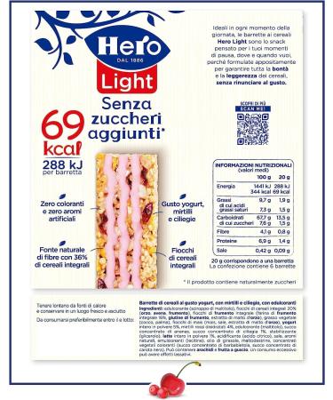  Italian Gourmet E.R. Hero Light Pack of 6 Red Berry Cereal Bars Palm Oil Free Preservative-Free Colouring-Free No Added Sugar 120g - Buy Online on GoSupps.com