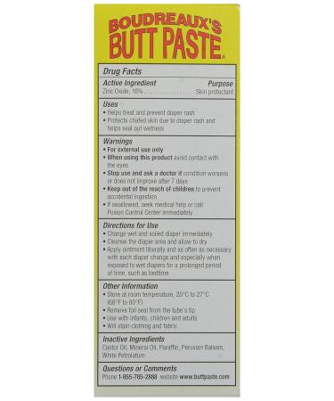 Boudreaux's Butt Paste Diaper Rash Ointment Zinc Oxide 2 oz - Buy Online on GoSupps.com