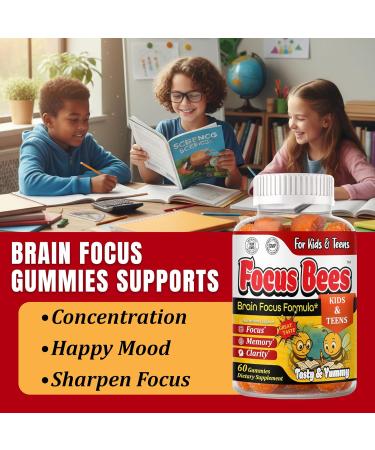 Focus Gummies for Kids & Teens Brain Health Memory Concentration & Attention Omega 3 DHA Kids Focus Vitamins Teen Brain Focus Vitamins for Clarity & Cognitive Orange Flavor 60 Gummy - Buy Online on GoSupps.com