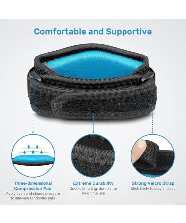 Rakiie Ellenbogen-Bandage for Tendonitis | Adjustable Tennis & Golfer's Elbow Support for Men & Women - Blue - Buy Online on GoSupps.com