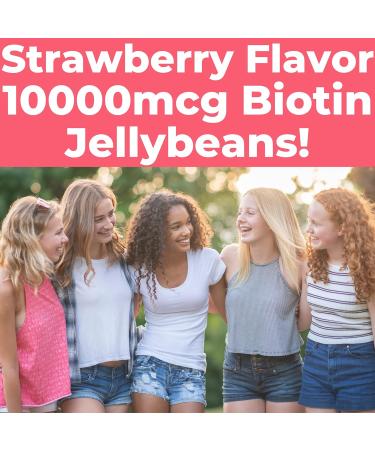 10000 mcg Chewable Jelly Bean Biotin for Hair Growth & Nail Health - Kids Women Men | 90 ct Pack - Alternative to Gummies, Drops & Liquid - Buy Online on GoSupps.com