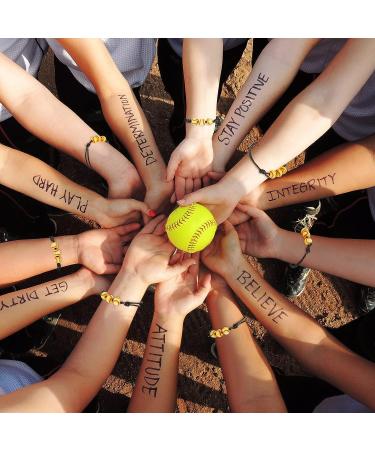 Inbagi 30 Pcs Ball Bracelet Sports Party Favors - Adjustable Braided Rope Bracelets for Teens & Adults - Yellow Softball Theme - Buy Online on GoSupps.com