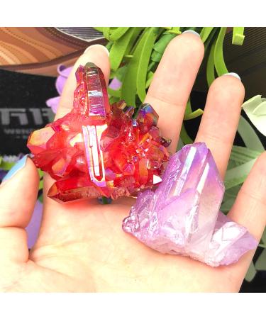 Specimen 2-Pack Crystal Cluster Angel Titanium Quartz Crystal Rainbow Specimen ERTEYIN