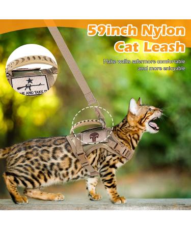 SALFSE Tactical Large Cat Harness & Leash Set with Molle Patches - Adjustable, Escape Proof, Easy Control - Beige - Buy Online on GoSupps.com
