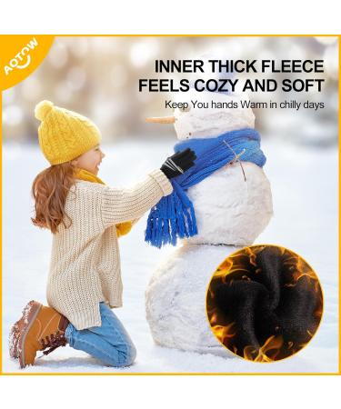 Aotow Kids Winter Bicycle Gloves - Touchscreen Warm & Windproof Fleece for Ages 4-12 Anti-Slip Design - Black XL - Buy Online on GoSupps.com