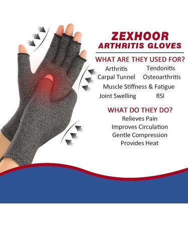 Zexhoor Arthritis Compression Gloves - 2 Pairs for Women Men, Carpal Tunnel Pain Relief, Fingerless for Typing, Daily Work - Medium Brown/Grey (1 Pair Each) - Buy Online on GoSupps.com
