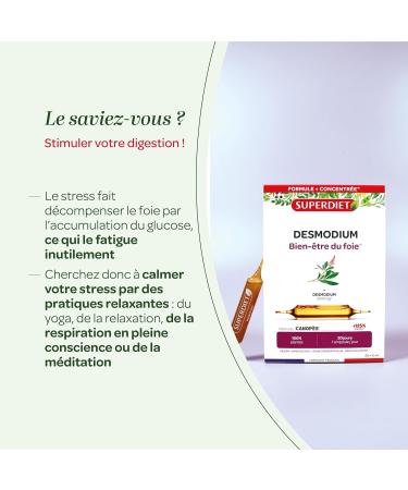 SUPERDIET DESMODIUM - Liver well-being Liver well-being Hepathic drainer - Phytotherapy-Made in France - 20 ampoules 10 ml - Buy Online on GoSupps.com